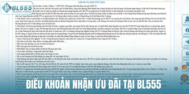 Điều khoản nhận ưu đãi tại BL555